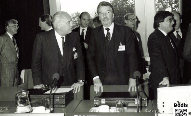 Federal Councillor René Felber on his election as Chairman of the Committee of Ministers of the Council of Europe in December 1991.